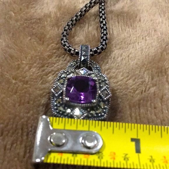 JUDITH JACK Amethyst Marcasite Sterling Necklace - Picture 8 of 16
